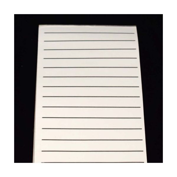 Notepad with thick black lines down the page.